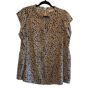 Angashion Beige and Black Ruffle Sleeve Blouse